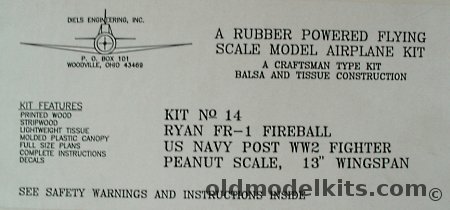 Diels Engineering Peanut Ryan FR-1 Fireball - Peanut Scale Flying Model Kit, 14 plastic model kit